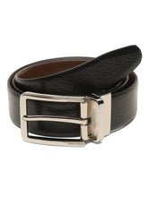 Load image into Gallery viewer, Teakwood Men's Premium Genuine Leather 2-in-1 Reversible Belt | Black & Brown Fine Leather Finish | Silver Rectangular Pin Buckle | Adjustable 35 mm Dress Belt for Formal, Casual, Office & Business Wear