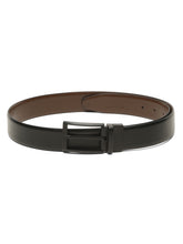 Load image into Gallery viewer, Teakwood Men's Premium Genuine Leather 2-in-1 Reversible Belt | Black & Brown Natural Grain Leather Finish |Matte Black Classic Tapered Pin Buckle | Adjustable 35 mm Dress Belt for Formal, Casual, Office & Business Wear