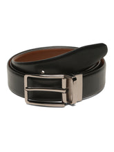 Load image into Gallery viewer, Teakwood Men's Premium Genuine Leather 2-in-1 Reversible Belt | Black & Brown Crosshatch Textured Finish | Nickle Black Linear Edge Pin Buckle | Adjustable 35 mm Dress Belt for Formal, Casual, Office & Business Wear