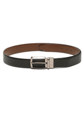 Load image into Gallery viewer, Teakwood Men's Premium Genuine Leather 2-in-1 Reversible Belt | Black & Brown Crosshatch Textured Finish | Nickle Black Contour Pin Buckle | Adjustable 35 mm Dress Belt for Formal, Casual, Office & Business Wear