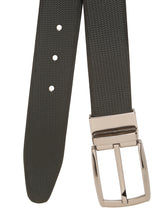 Load image into Gallery viewer, Teakwood Men's Premium Genuine Leather 2-in-1 Reversible Belt | Black & Brown Crosshatch Textured Finish | Nickle Black Contour Pin Buckle | Adjustable 35 mm Dress Belt for Formal, Casual, Office & Business Wear
