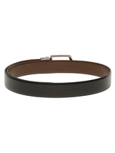 Load image into Gallery viewer, Teakwood Men's Premium Genuine Leather 2-in-1 Reversible Belt | Black & Brown Natural Grain Leather Finish |Nickel Black Classic Tapered Pin Buckle | Adjustable 35 mm Dress Belt for Formal, Casual, Office & Business Wear