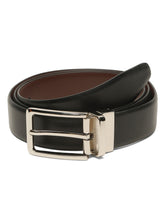Load image into Gallery viewer, Teakwood Men's Premium Genuine Leather 2-in-1 Reversible Belt | Black & Brown Natural Grain Leather Finish |Silver Linear Pin Buckle | Adjustable 35 mm Dress Belt for Formal, Casual, Office & Business Wear
