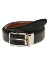Load image into Gallery viewer, Teakwood Men's Premium Genuine Leather 2-in-1 Reversible Belt | Black & Brown Natural Grain Leather Finish /Silver Classic Angular Pin Buckle | Adjustable 35 mm Dress Belt for Formal, Casual, Office & Business Wear