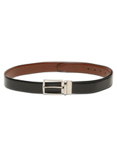 Load image into Gallery viewer, Teakwood Men's Premium Genuine Leather 2-in-1 Reversible Belt | Black & Brown Fine Leather Finish | Silver Vector Pin Buckle | Adjustable 35 mm Dress Belt for Formal, Casual, Office & Business Wear
