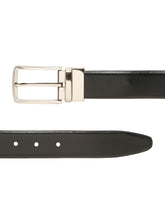 Load image into Gallery viewer, Teakwood Men's Premium Genuine Leather 2-in-1 Reversible Belt | Black & Brown Fine Leather Finish | Silver Vector Pin Buckle | Adjustable 35 mm Dress Belt for Formal, Casual, Office & Business Wear