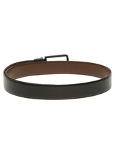 Load image into Gallery viewer, Teakwood Men's Premium Genuine Leather 2-in-1 Reversible Belt | Black & Brown Natural Grain Leather Finish | Matte Black Slim Frame Pin Buckle | Adjustable 35 mm Dress Belt for Formal, Casual, Office & Business Wear