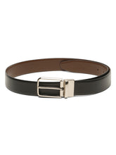 Load image into Gallery viewer, Teakwood Men's Premium Genuine Leather 2-in-1 Reversible Belt | Black & Brown Pebble Grain Leather Finish | Silver Radius Pin Buckle | Adjustable 35 mm Dress Belt for Formal, Casual, Office & Business Wear