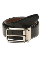 Load image into Gallery viewer, Teakwood Men's Premium Genuine Leather 2-in-1 Reversible Belt | Black & Brown Pebble Grain Leather Finish | Silver Radius Pin Buckle | Adjustable 35 mm Dress Belt for Formal, Casual, Office & Business Wear