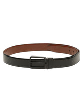 Load image into Gallery viewer, Teakwood Men's Premium Genuine Leather 2-in-1 Reversible Belt | Black & Brown Natural Grain Leather Finish | Matte Black Slim Frame Pin Buckle | Adjustable 35 mm Dress Belt for Formal, Casual, Office & Business Wear