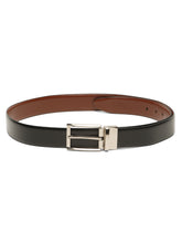 Load image into Gallery viewer, Teakwood Men's Premium Genuine Leather 2-in-1 Reversible Belt | Black & Brown Fine Leather Finish | Silver Rounded Rectangular Pin Buckle | Adjustable 35 mm Dress Belt for Formal, Casual, Office & Business Wear