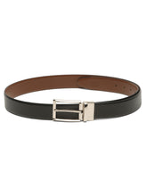 Load image into Gallery viewer, Teakwood Men's Premium Genuine Leather 2-in-1 Reversible Belt | Black & Brown Crosshatch Textured Leather | Silver Rectangular Pin Buckle | Adjustable 35 mm Dress Belt for Formal, Casual, Office & Business Wear