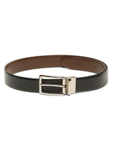Load image into Gallery viewer, Teakwood Men's Premium Genuine Leather 2-in-1 Reversible Belt | Black & Brown Pebble Grain Leather Finish | Silver Linear Pin Buckle | Adjustable 35 mm Dress Belt for Formal, Casual, Office & Business Wear