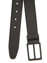 Load image into Gallery viewer, Teakwood Men's Premium Genuine Leather 2-in-1 Reversible Belt | Black & Brown Crosshatch Textured Finish | Matte Black Linear Pin Buckle | Adjustable 35 mm Dress Belt for Formal, Casual, Office & Business Wear