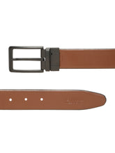 Load image into Gallery viewer, Teakwood Men's Premium Genuine Leather 2-in-1 Reversible Belt | Black & Brown Crosshatch Textured Finish | Matte Black Linear Pin Buckle | Adjustable 35 mm Dress Belt for Formal, Casual, Office & Business Wear