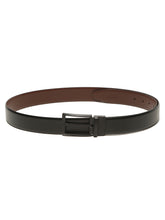 Load image into Gallery viewer, Teakwood Men's Premium Genuine Leather 2-in-1 Reversible Belt | Black & Brown Natural Grain Leather Finish |Matte Black Classic Tapered Pin Buckle | Adjustable 35 mm Dress Belt for Formal, Casual, Office & Business Wear