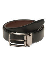 Load image into Gallery viewer, Teakwood Men's Premium Genuine Leather 2-in-1 Reversible Belt | Black & Brown Natural Grain Leather Finish |Nickle Black Radius Pin Buckle | Adjustable 35 mm Dress Belt for Formal, Casual, Office & Business Wear