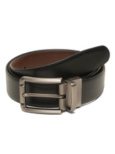 Load image into Gallery viewer, Teakwood Men's Premium Genuine Leather 2-in-1 Reversible Belt | Black & Brown Natural Grain Leather Finish |Classic Brushed Pin Buckle | Adjustable 35 mm Dress Belt for Formal, Casual, Office & Business Wear
