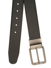 Load image into Gallery viewer, Teakwood Men's Premium Genuine Leather 2-in-1 Reversible Belt | Black & Brown Natural Grain Leather Finish |Linear Brushed Pin Buckle | Adjustable 35 mm Dress Belt for Formal, Casual, Office & Business Wear