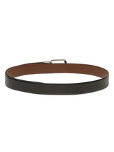 Load image into Gallery viewer, Teakwood Men's Premium Genuine Leather 2-in-1 Reversible Belt | Black & Brown Crosshatch Textured Finish | Silver Classic Curved Pin Buckle | Adjustable 35 mm Dress Belt for Formal, Casual, Office & Business Wear