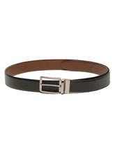 Load image into Gallery viewer, Teakwood Men's Premium Genuine Leather 2-in-1 Reversible Belt | Black & Brown Crosshatch Textured Leather | Nickal Black Rectangular Pin Buckle | Adjustable 35 mm Dress Belt for Formal, Casual, Office & Business Wear