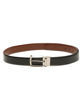 Load image into Gallery viewer, Teakwood Men's Premium Genuine Leather 2-in-1 Reversible Belt | Black & Brown Fine Leather Finish | Silver Contour Pin Buckle | Adjustable 35 mm Dress Belt for Formal, Casual, Office & Business Wear