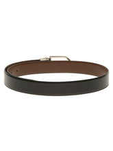 Load image into Gallery viewer, Teakwood Men's Premium Genuine Leather 2-in-1 Reversible Belt | Black & Brown Crosshatch Textured Leather | Silver Rectangular Pin Buckle | Adjustable 35 mm Dress Belt for Formal, Casual, Office & Business Wear