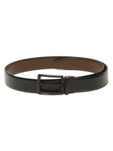 Load image into Gallery viewer, Teakwood Men's Premium Genuine Leather 2-in-1 Reversible Belt | Black & Brown Pebble Grain Leather Finish | Matte Black Linear Pin Buckle | Adjustable 35 mm Dress Belt for Formal, Casual, Office & Business Wear