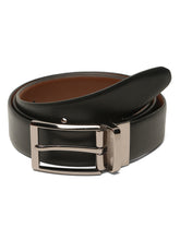 Load image into Gallery viewer, Teakwood Men's Premium Genuine Leather 2-in-1 Reversible Belt | Black & Brown Natural Grain Leather Finish |Nickel black Classic Angular Pin Buckle | Adjustable 35 mm Dress Belt for Formal, Casual, Office & Business Wear