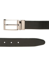 Load image into Gallery viewer, Teakwood Men's Premium Genuine Leather 2-in-1 Reversible Belt | Black & Brown Crosshatch Textured Finish | Nickle Black Classic Curved Pin Buckle | Adjustable 35 mm Dress Belt for Formal, Casual, Office & Business Wear