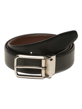 Load image into Gallery viewer, Teakwood Men's Premium Genuine Leather 2-in-1 Reversible Belt | Black & Brown Natural Grain Leather Finish |Silver Radius Pin Buckle | Adjustable 35 mm Dress Belt for Formal, Casual, Office & Business Wear