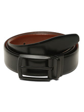 Load image into Gallery viewer, Teakwood Men's Premium Genuine Leather 2-in-1 Reversible Belt | Black & Brown Fine Leather Finish | Matte Black Contour Pin Buckle | Adjustable 35 mm Dress Belt for Formal, Casual, Office & Business Wear