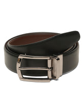 Load image into Gallery viewer, Teakwood Men's Premium Genuine Leather 2-in-1 Reversible Belt | Black & Brown Natural Grain Leather Finish |Nickel Black Classic Tapered Pin Buckle | Adjustable 35 mm Dress Belt for Formal, Casual, Office & Business Wear