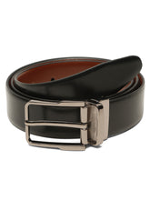 Load image into Gallery viewer, Teakwood Men's Premium Genuine Leather 2-in-1 Reversible Belt | Black & Brown Natural Grain Leather Finish |Nickel black Classic Angular Pin Buckle | Adjustable 35 mm Dress Belt for Formal, Casual, Office & Business Wear