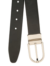 Load image into Gallery viewer, Teakwood Men's Premium Genuine Leather 2-in-1 Reversible Belt | Black & Brown Crosshatch Textured Leather | Silver Black Rectangular Pin Buckle | Adjustable 35 mm Dress Belt for Formal, Casual, Office & Business Wear