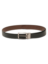 Load image into Gallery viewer, Teakwood Men's Premium Genuine Leather 2-in-1 Reversible Belt | Black & Brown Natural Grain Leather Finish |Nickle Black Contour Pin Buckle | Adjustable 35 mm Dress Belt for Formal, Casual, Office & Business Wear