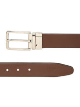 Load image into Gallery viewer, Teakwood Men's Premium Genuine Leather 2-in-1 Reversible Belt | Black & Brown Dual-Sided Natural Grain Leather | Silver Rectangular Buckle | 35 mm Adjustable Belt for Formal, Casual & Office Wear