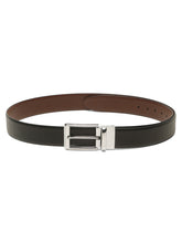 Load image into Gallery viewer, Teakwood Men's Premium Genuine Leather 2-in-1 Reversible Belt | Black & Brown Natural Grain Leather Finish |Silver Rounded Rectangle Pin Buckle | Adjustable 35 mm Dress Belt for Formal, Casual, Office & Business Wear