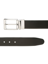 Load image into Gallery viewer, Teakwood Men's Premium Genuine Leather 2-in-1 Reversible Belt | Black & Brown Natural Grain Leather Finish |Silver Rounded Rectangle Pin Buckle | Adjustable 35 mm Dress Belt for Formal, Casual, Office & Business Wear