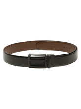 Load image into Gallery viewer, Teakwood Men's Premium Genuine Leather 2-in-1 Reversible Belt | Black & Brown Crosshatch Textured Finish | Matte Black Contour Pin Buckle | Adjustable 35 mm Dress Belt for Formal, Casual, Office & Business Wear