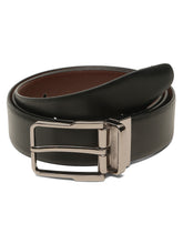 Load image into Gallery viewer, Teakwood Men's Premium Genuine Leather 2-in-1 Reversible Belt | Black & Brown Natural Grain Leather Finish |Nickle Black Classic Angular Pin Buckle | Adjustable 35 mm Dress Belt for Formal, Casual, Office & Business Wear