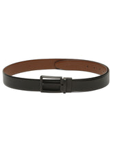 Load image into Gallery viewer, Teakwood Men's Premium Genuine Leather 2-in-1 Reversible Belt | Black & Brown Crosshatch Textured Finish | Matte Black Refined Slim Frame Pin Buckle | Adjustable 35 mm Dress Belt for Formal, Casual, Office & Business Wear