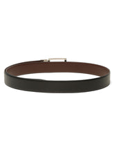 Load image into Gallery viewer, Teakwood Men's Premium Genuine Leather 2-in-1 Reversible Belt | Black & Brown Fine Leather Finish |Nickle Black Rounded Rectangular Pin Buckle | Adjustable 35 mm Dress Belt for Formal, Casual, Office & Business Wear