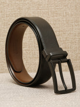 Load image into Gallery viewer, Teakwood Men's Premium Genuine Leather 2-in-1 Reversible Belt | Black & Brown Pebble Grain Leather Finish | Matte Black Vector Pin Buckle | Adjustable 35 mm Dress Belt for Formal, Casual, Office & Business Wear