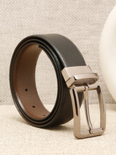 Load image into Gallery viewer, Teakwood Men's Premium Genuine Leather 2-in-1 Reversible Belt | Black & Brown Natural Grain Leather Finish | Nickel Black Classic Edge Pin Buckle | Adjustable 35 mm Dress Belt for Formal, Casual, Office & Business Wear