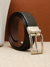 Load image into Gallery viewer, Teakwood Men's Premium Genuine Leather 2-in-1 Reversible Belt | Black & Brown Natural Grain Leather Finish |Silver Linear Pin Buckle | Adjustable 35 mm Dress Belt for Formal, Casual, Office & Business Wear