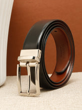 Load image into Gallery viewer, Teakwood Men's Premium Genuine Leather 2-in-1 Reversible Belt | Black & Brown Fine Leather Finish | Silver Vector Pin Buckle | Adjustable 35 mm Dress Belt for Formal, Casual, Office & Business Wear