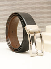 Load image into Gallery viewer, Teakwood Men's Premium Genuine Leather 2-in-1 Reversible Belt | Black & Brown Pebble Grain Leather Finish | Silver Linear Pin Buckle | Adjustable 35 mm Dress Belt for Formal, Casual, Office & Business Wear