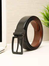 Load image into Gallery viewer, Teakwood Men's Premium Genuine Leather 2-in-1 Reversible Belt | Black & Brown Fine Leather Finish | Matte Black Linear Pin Buckle | Adjustable 35 mm Dress Belt for Formal, Casual, Office & Business Wear