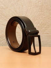 Load image into Gallery viewer, Teakwood Men's Premium Genuine Leather 2-in-1 Reversible Belt | Black & Brown Crosshatch Textured Finish | Matte Black Contour Pin Buckle | Adjustable 35 mm Dress Belt for Formal, Casual, Office & Business Wear